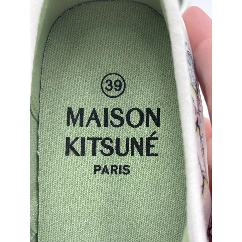 Maison Kitsune Hotel Olympia Canvas Sneakers White Dancing Girls Print Size 8